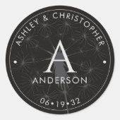 Elegante Moderne Schwarze Hochzeit Runder Aufkleber (Vorderseite)