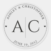 Elegante Moderne Schwarze Hochzeit Runder Aufkleber (Vorderseite)