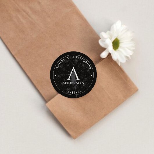 Elegante Moderne Schwarze Hochzeit Runder Aufkleber