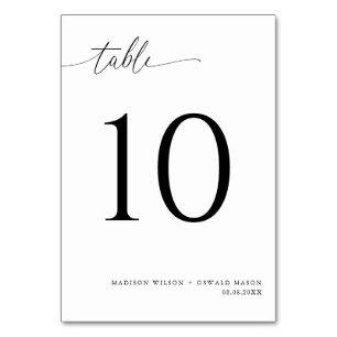 Elegante moderne Schwarze Kalligraphie Hochzeit 10 Tischnummer