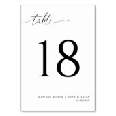 Elegante moderne Schwarze Kalligraphie Hochzeit 18 Tischnummer (Rückseite)