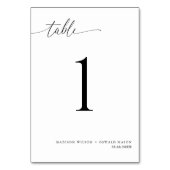 Elegante Moderne Schwarze Kalligraphie Hochzeit 1 Tischnummer (Rückseite)