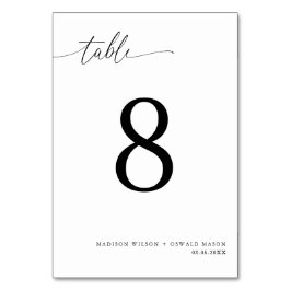 Elegante Moderne Schwarze Kalligraphie Hochzeit 8 Tischnummer