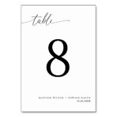 Elegante Moderne Schwarze Kalligraphie Hochzeit 8 Tischnummer (Rückseite)