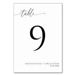 Elegante moderne Schwarze Kalligraphie Hochzeit 9 Tischnummer
