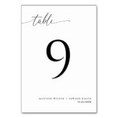 Elegante moderne Schwarze Kalligraphie Hochzeit 9 Tischnummer (Rückseite)