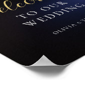 Elegante Moderne Schwarze Lila Blumenhochzeit Poster (Ecke)