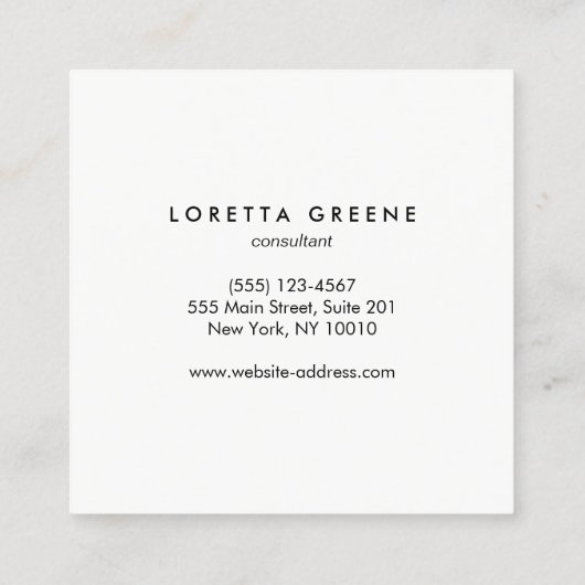 Elegante Moderne Schwarze Linen Beruflich Quadratische Visitenkarte (Rückseite)