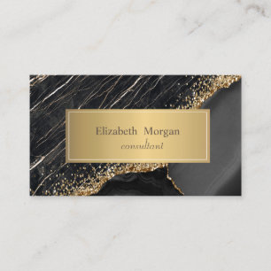 Elegante moderne schwarze Marmor-Gold-Pailletten Visitenkarte
