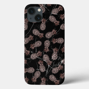 elegante moderne schwarze MarmorRosengoldananas Case-Mate iPhone Hülle