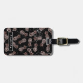 elegante moderne schwarze MarmorRosengoldananas Gepäckanhänger (Vorderseite horizontal)