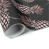 elegante moderne schwarze MarmorRosengoldananas Geschenkpapier (Rolleneckpunkt)