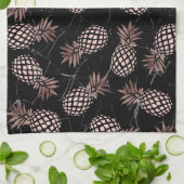 elegante moderne schwarze MarmorRosengoldananas Geschirrtuch (Gefaltet)