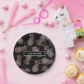 elegante moderne schwarze MarmorRosengoldananas Pappteller (Party)