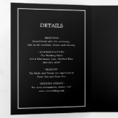 Elegante Moderne Schwarze Monogramm Einfache Hochz Dreifach Gefaltete Einladung (Innen Erste Seite)