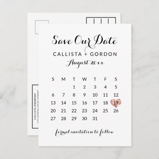 Elegante Moderne Schwarze Rose Ankündigungspostkarte (Vorne/Hinten)