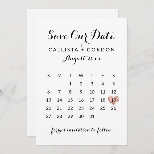 Elegante Moderne Schwarze Rose Save The Date (Vorne/Hinten)
