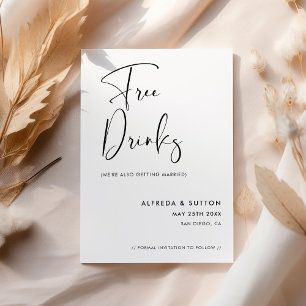 Elegante & moderne, schwarze und weiße Getränke Save The Date