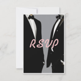 Elegante, moderne Schwule, die QR-Code hochhalten RSVP Karte