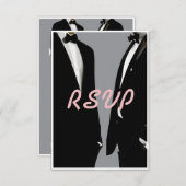 Elegante, moderne Schwule, die QR-Code hochhalten RSVP Karte (Vorne/Hinten)