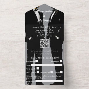Elegante moderne schwule Hochzeit All In One Einladung