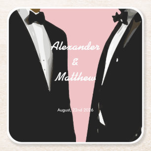 Elegante moderne schwule Hochzeit Rechteckiger Pappuntersetzer