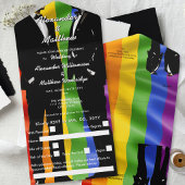 Elegante moderne schwule Hochzeit Regenbogen All In One Einladung