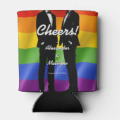 Elegante moderne schwule Hochzeit Regenbogen Dosenkühler (Rückseite)