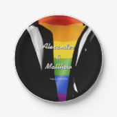Elegante moderne schwule Hochzeit Regenbogen Pappteller (Vorderseite)