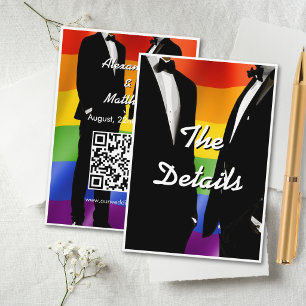 Elegante moderne schwule Hochzeit Regenbogen QR-Co Begleitkarte