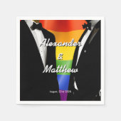 Elegante moderne schwule Hochzeit Regenbogen Serviette (Vorderseite)