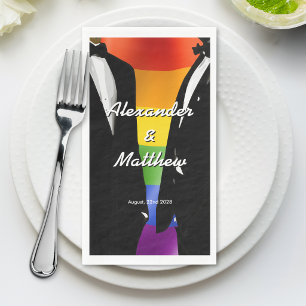 Elegante moderne schwule Hochzeit Regenbogen Serviette