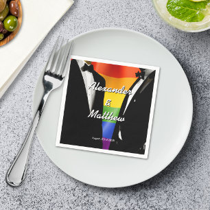 Elegante moderne schwule Hochzeit Regenbogen Serviette