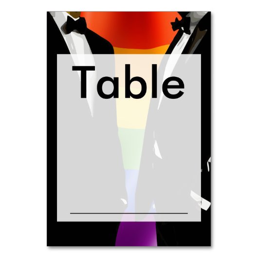 Elegante moderne schwule Hochzeit Regenbogen Tischnummer (Vorderseite)