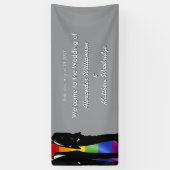 Elegante moderne schwule Hochzeit Regenbogen Willk Banner (Vertikal)