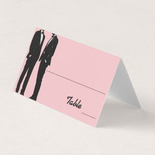 Elegante moderne schwule Hochzeit Rosa Platzkarten