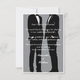 Elegante moderne schwule Männer Grau Schwarze Hoch Dankeskarte