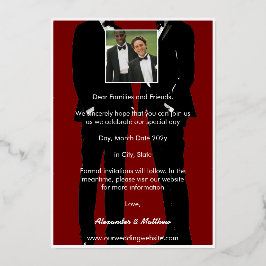 Elegante moderne schwule Männer Hochzeit Gold Folieneinladung