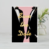 Elegante moderne schwule Männer Hochzeit Gold Folieneinladung (Stehend vorne)