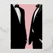 Elegante moderne schwule Männer Hochzeit Gold Folieneinladung (Rückseite)