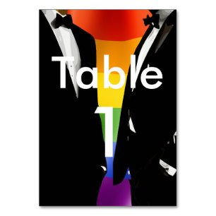 Elegante moderne schwule Männer Hochzeit Regenboge Tischnummer