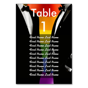 Elegante moderne schwule Männer Hochzeit Regenboge Tischnummer