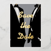 Elegante moderne schwule Männer Hochzeiten Foto Go Folieneinladung (Vorderseite)