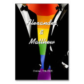 Elegante moderne Schwulenhochzeit Regenbogen-Gäste Tischnummer (Rückseite)