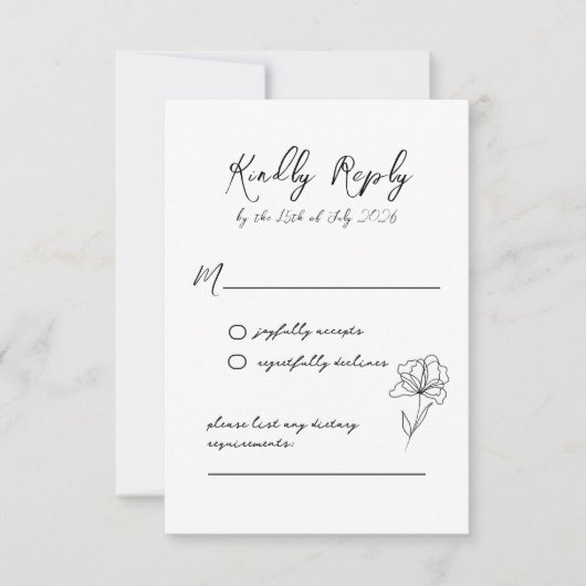 Elegante moderne Script-Antwort-Karte RSVP Karte (Vorderseite)