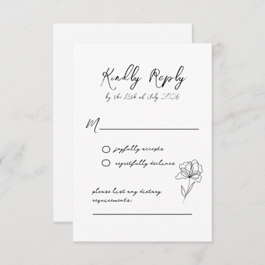 Elegante moderne Script-Antwort-Karte RSVP Karte (Vorne/Hinten)