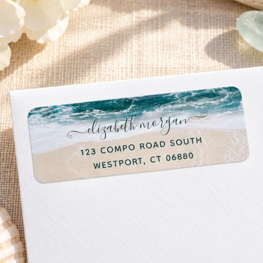 Elegante moderne Script Beach Ocean Rücksendeadres