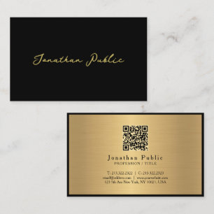 Elegante moderne Script Black Gold Ozeania Größe Visitenkarte