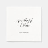 Elegante moderne Script Bride & Groom Names Weddin Serviette (Vorderseite)