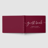 Elegante moderne Script Burgundy Wedding Gästebuch (Voll)